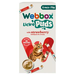 Webbox Lick-e-Puds Strawberry Cat Treat 5 x 15g