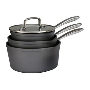 Habitat hard anodised aluminium saucepan set 3 piece, UK version