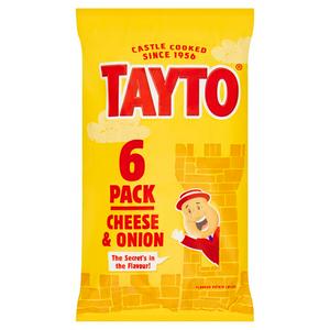 Tayto Cheese & Onion Potato Crisps 6x25g (British brand)