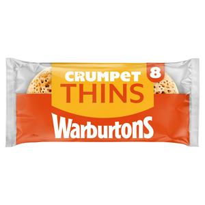 Warburtons Crumpet Thins 8 Pack vegan friendly breakfast option (British brand)