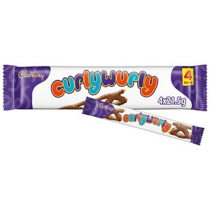 Cadbury Curly Wurly milk chocolate bar 4 x 21.5g - British product