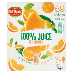 Del Monte 100% Orange Lollies 3x75ml - British product