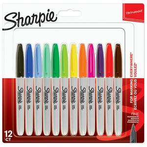 Sharpie permanent markers assorted colours pack of 12 (British brand)