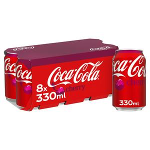 Coca-Cola Cherry Cola Cans 8 x 330ml - British product