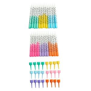 Polka dot birthday cake candles rainbow pastel 24 pack (British brand)