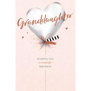 Carlton Happy Birthday Granddaughter Greeting Card Heart Balloon 22.9cm H x 14.9cm W