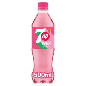 7UP Zero Sugar Pink Lemonade Bottle 500ml - British product