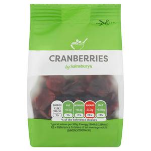 Sainsburys sweetened dried cranberries 75g (British brand)