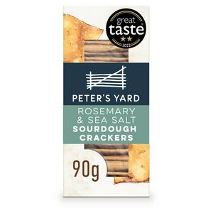 Peter's Yard Rosemary Sea Salt Sourdough Crackers 90g, imported from the UK