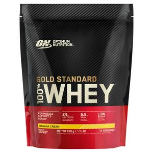 Optimum Nutrition Banana Cream Whey Powder 450g, imported from the UK