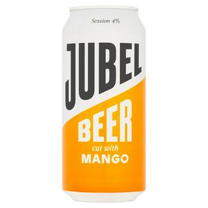 Jubel gluten free mango beer 440ml canned beverage, UK version