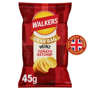 Walkers tomato ketchup grab bag crisps 45g (British brand)