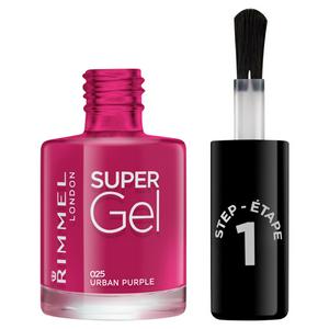 Rimmel London Super Gel Nail Polish 025 Urban Purple 12ml, imported from the UK