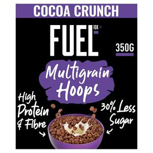FUEL10K Chocolate Multigrain Hoops Cereal 350g - British product