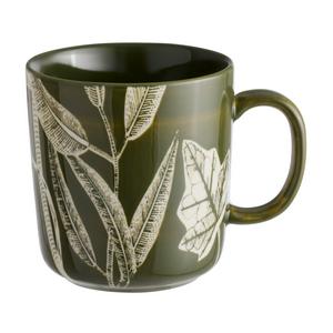 Habitat floral mug green ceramic stoneware cup 390ml capacity, UK version