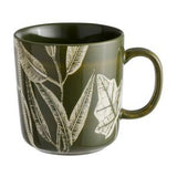 Habitat floral mug green ceramic stoneware cup 390ml capacity, UK version