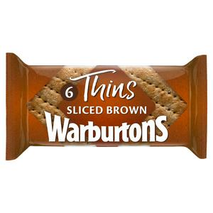 Warburtons Brown Sandwich Thins 6 pack loaf (British brand)
