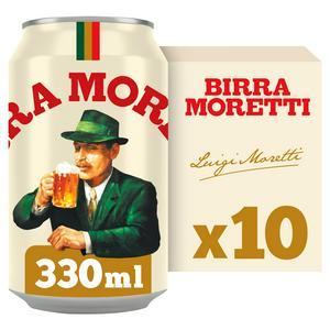 Birra Moretti Premium Lager 10x330ml cans, imported from the UK