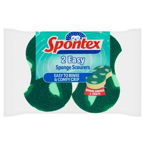 Spontex Easy Sponge Scourers Lemon Scent x2 Pack (British brand)