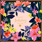 Sainsbury's Happy Birthday Card Floral Wreath 15.9cm (British brand)
