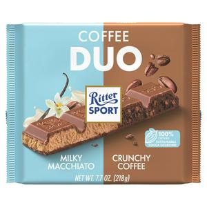 Ritter Sport Coffee Duo Chocolate Bar 218g, imported from the UK