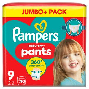 Pampers Baby Dry Nappy Pants 19kg+ Size 9 Pack of 40 (British brand)