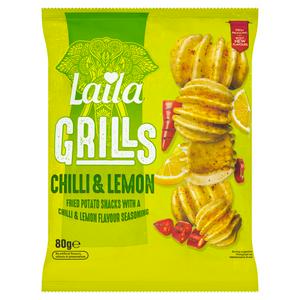 Laila Grills Chilli Lemon potato snacks 80g, UK version