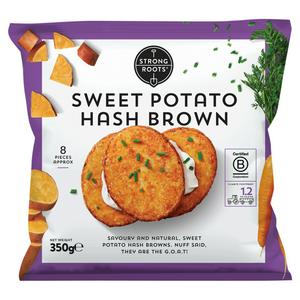 Strong Roots sweet potato hash brown 350g (British brand)