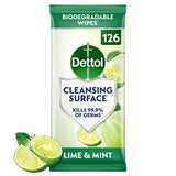 Dettol Lime & Mint Antibacterial Wipes 126 pack - British product