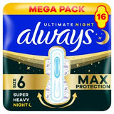 Always Sanitary Towels Ultra Night Size 6 Wings 50 Pack, UK version