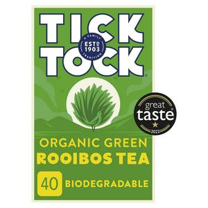 Tick Tock Organic Green Rooibos Tea Bags 40 Pack 72g (British brand)