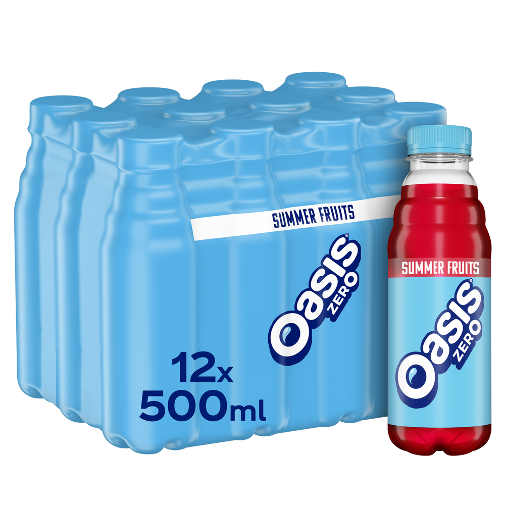 Oasis Summer Fruits Zero drink 12x500ml, imported from the UK