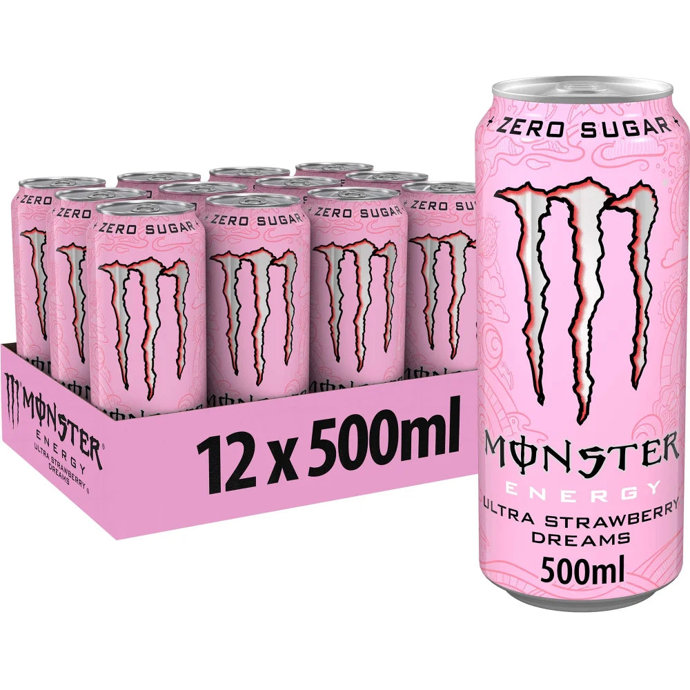 Monster energy drink Ultra Strawberry Dreams 12x500ml multipack, imported from the UK