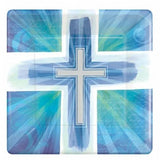 Square Party Plates with Cross and Color Rays Design, Pack of 8, 25.7cm