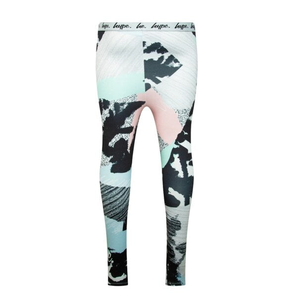 Pastel Abstract Print Fitted Ankle-Length Leggings for Ages 9-10 Years