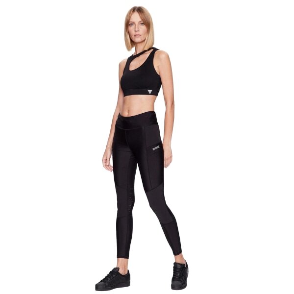 Women's Polyester-Elastane Tech Leggings with Colour Block Design, Size 14R