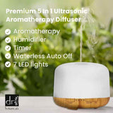 Premium 5-in-1 Aromatherapy Diffuser Kit with Essential Oils and LED Lights