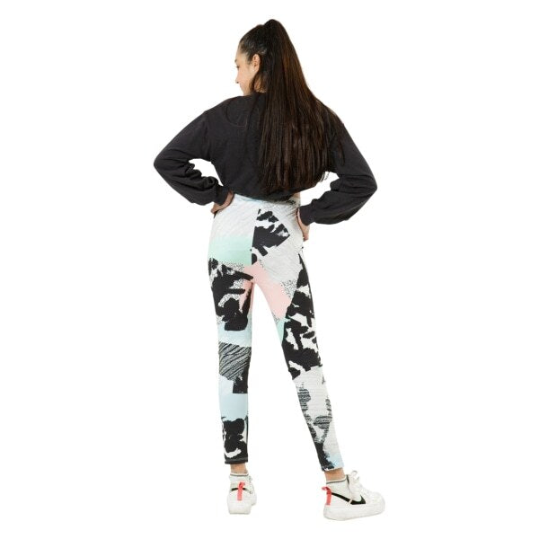 Pastel Abstract Print Fitted Ankle-Length Leggings for Ages 9-10 Years