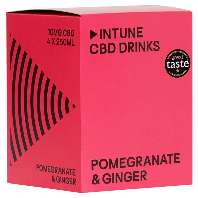 INTUNE Pomegranate &amp;amp; Ginger Sparkling CBD Drink   4 x 250ml