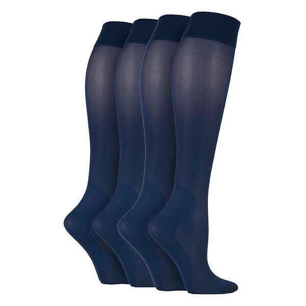IOMI 2 Pk Ladies 40 Den Knee High Compression Socks 4-7 UK Navy