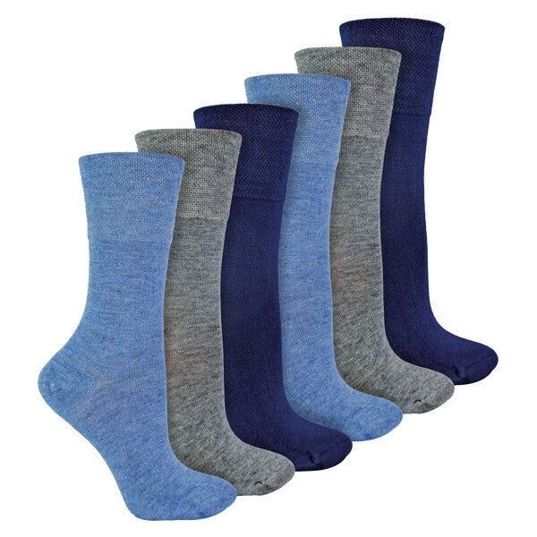 IOMI 6 Pairs Ladies Seamless Diabetic Bamboo Socks 4-8 UK Blue / 6EA
