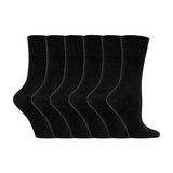 IOMI Ladies 6 Pairs Non Elastic Diabetic Socks 4-8 UK Black / 6EA