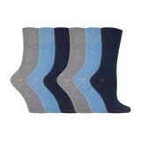 IOMI Ladies 6 Pairs Non Elastic Diabetic Socks 4-8 UK Blue / 6EA