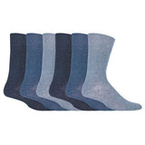 IOMI Mens 6 Pairs Non Elastic Diabetic Socks 6-11 UK Blue / 6EA