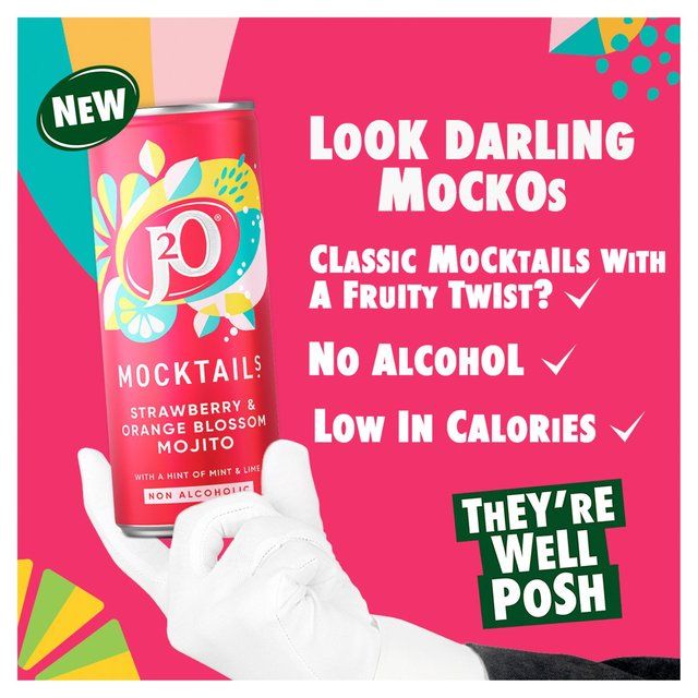 J2O Strawberry &amp;amp; Orange Blossom Mojito Mocktail   250ml