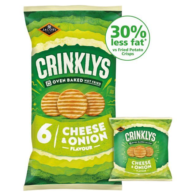 Jacob's Crinklys Cheese &amp;amp; Onion Multipack Snacks   6 per pack
