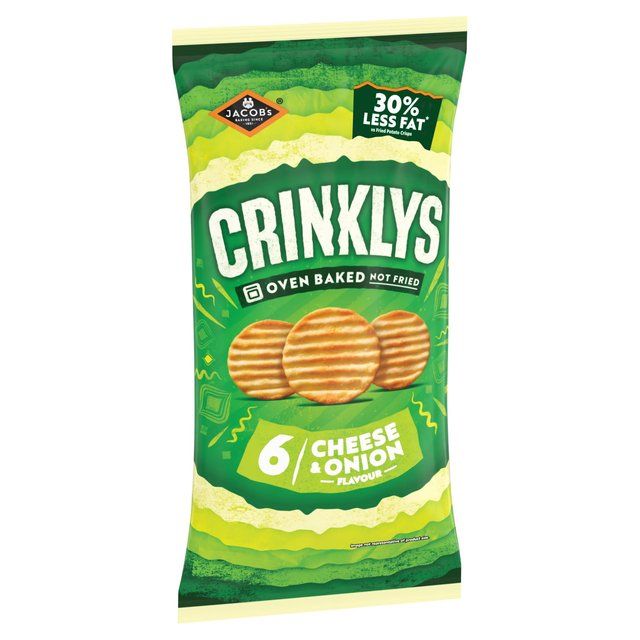 Jacob's Crinklys Cheese &amp;amp; Onion Multipack Snacks   6 per pack
