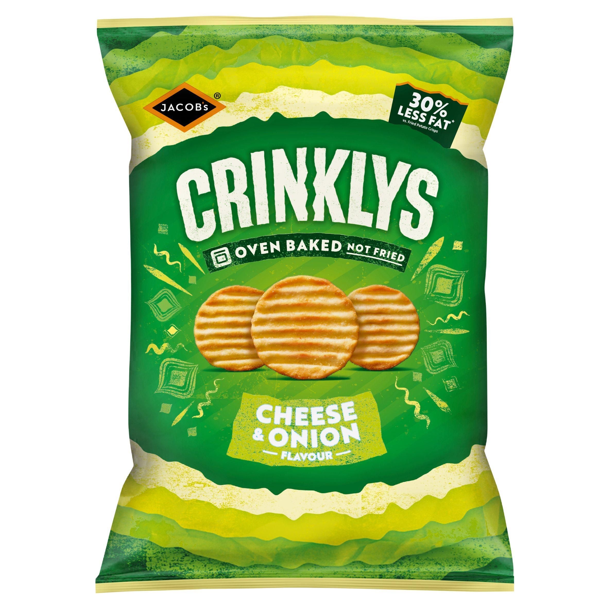 Jacob's Crinklys Cheese &amp;amp; Onion Snacks Share Bag 150g