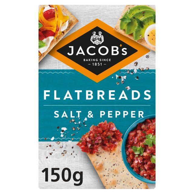 Jacob's Flatbreads Salt &amp;amp; Black Pepper Crackers   150 per pack