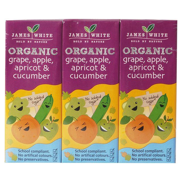 James White Organic Kids GrapeAppleApricot &amp;amp; Cucumber   3 x 200ml